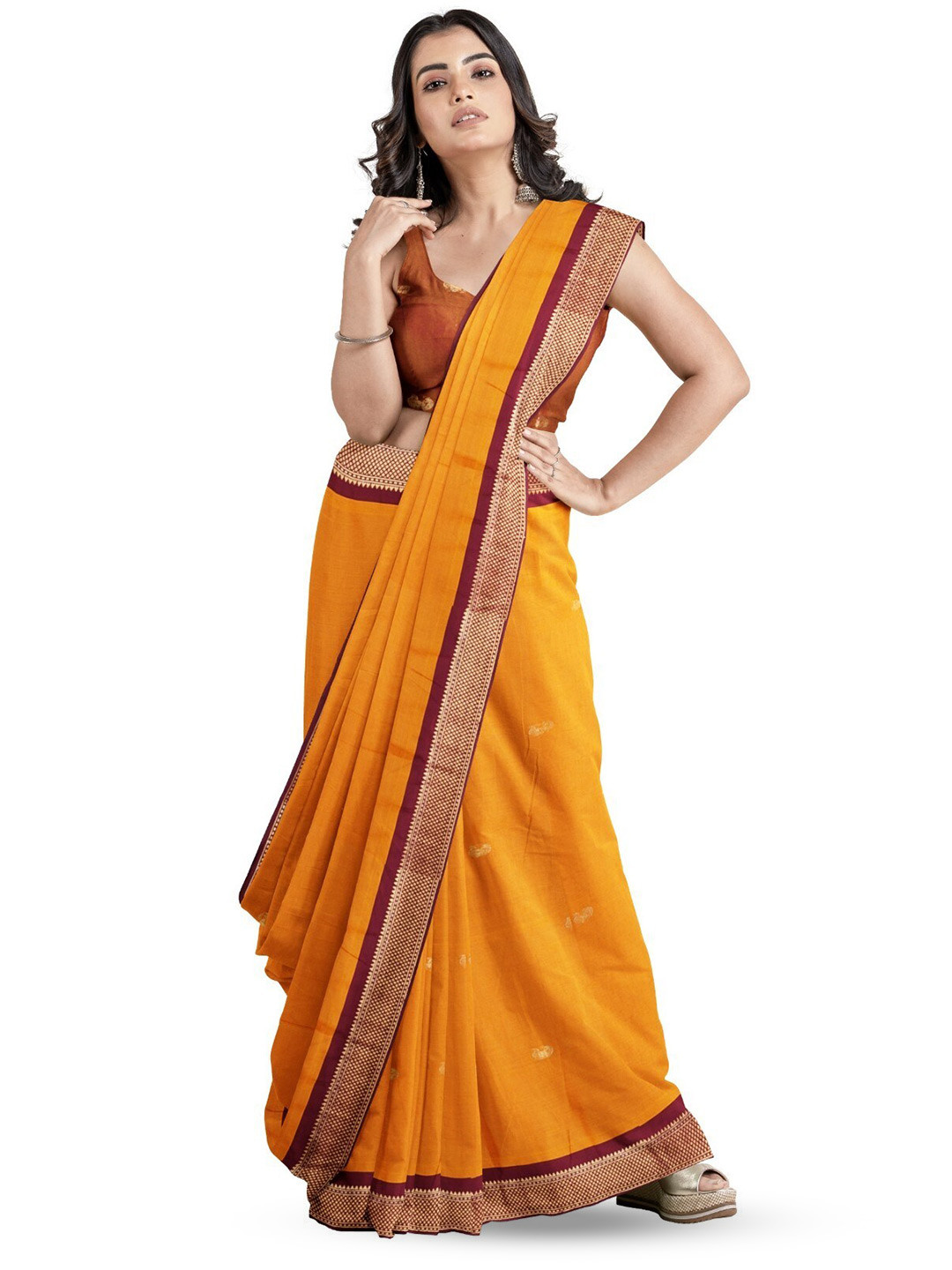 

ZEEPKART Ethnic Motifs Woven Design Silk Cotton Saree, Yellow
