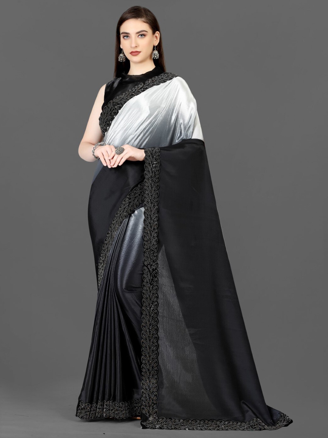 

ZEEPKART Ombre Dyed Saree, White
