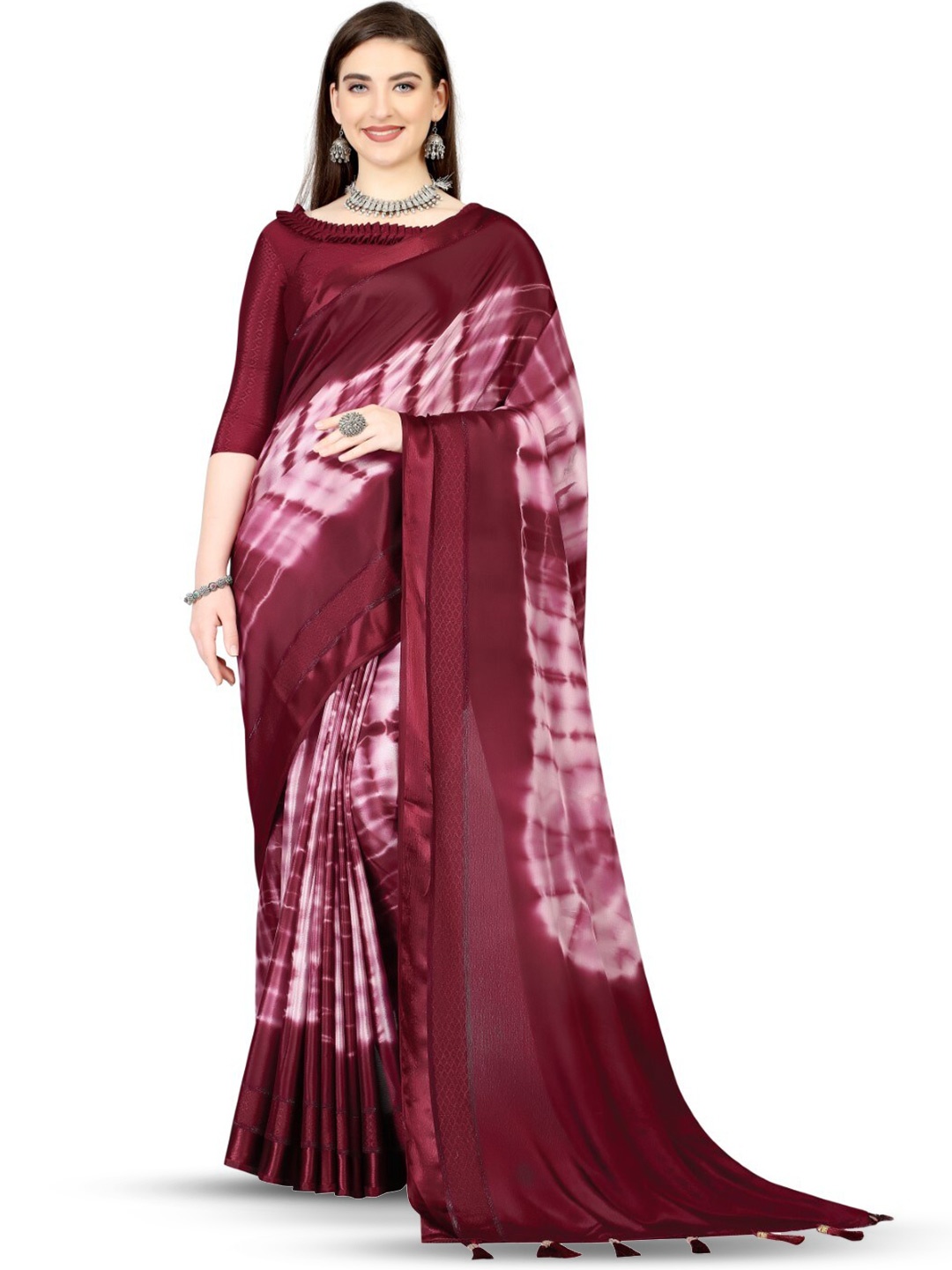 

ZEEPKART Tie and Dye Saree, Red
