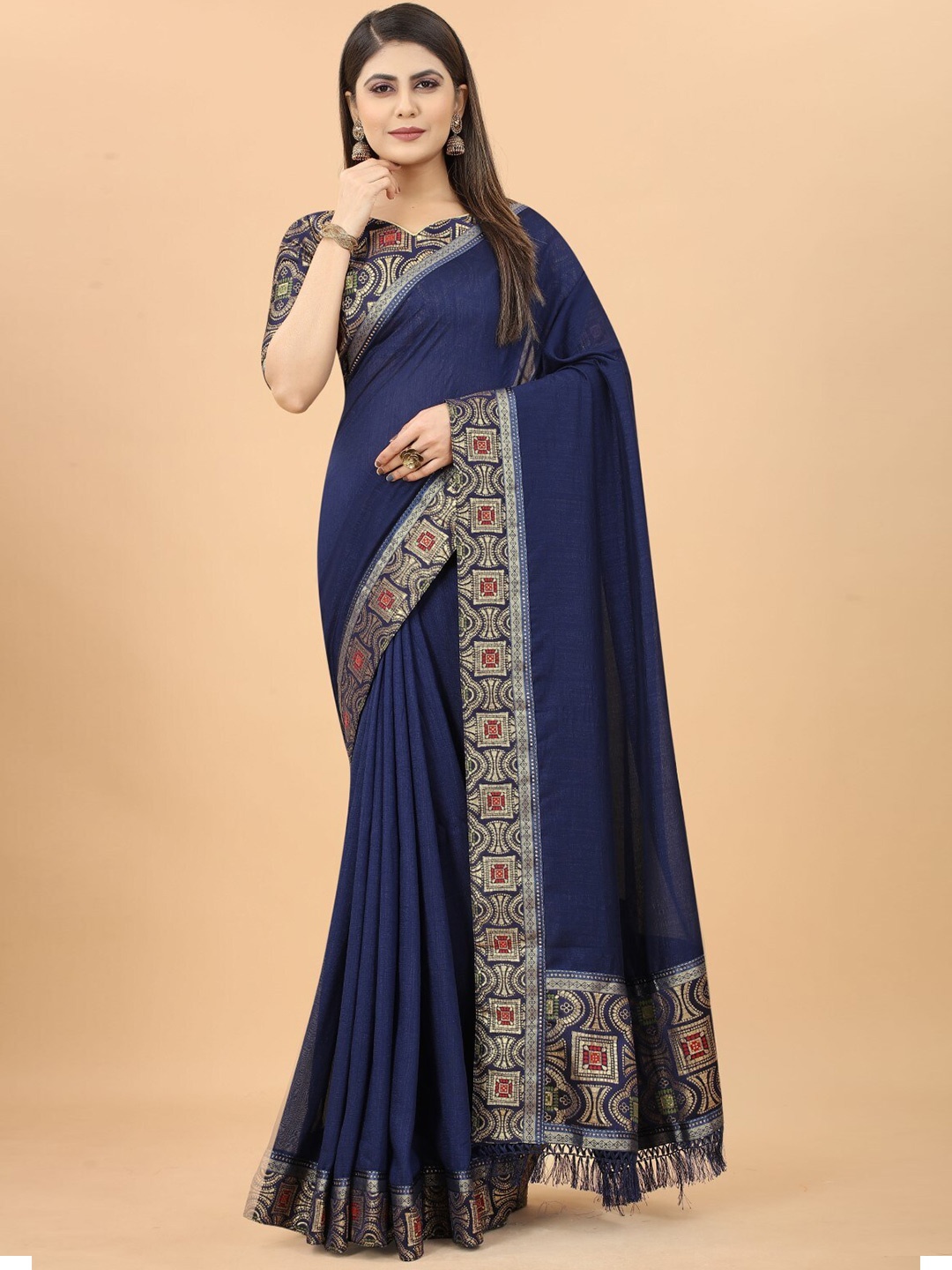 

ZEEPKART Woven Design Zari Saree, Blue