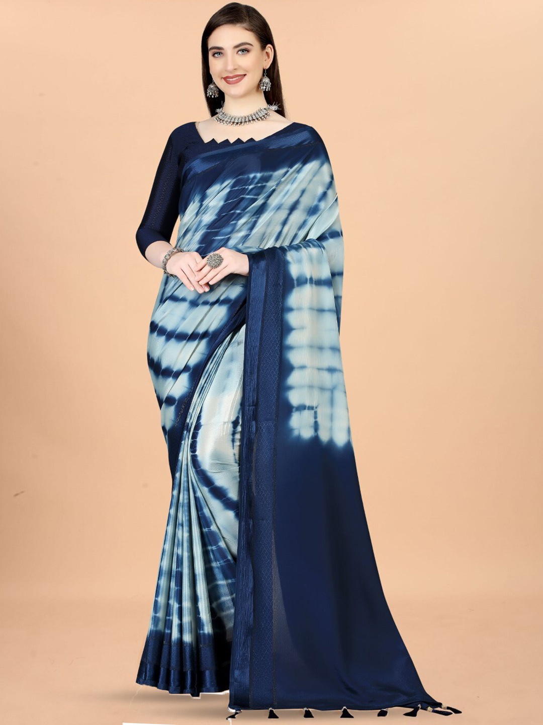 

ZEEPKART Tie and Dye Saree, Blue