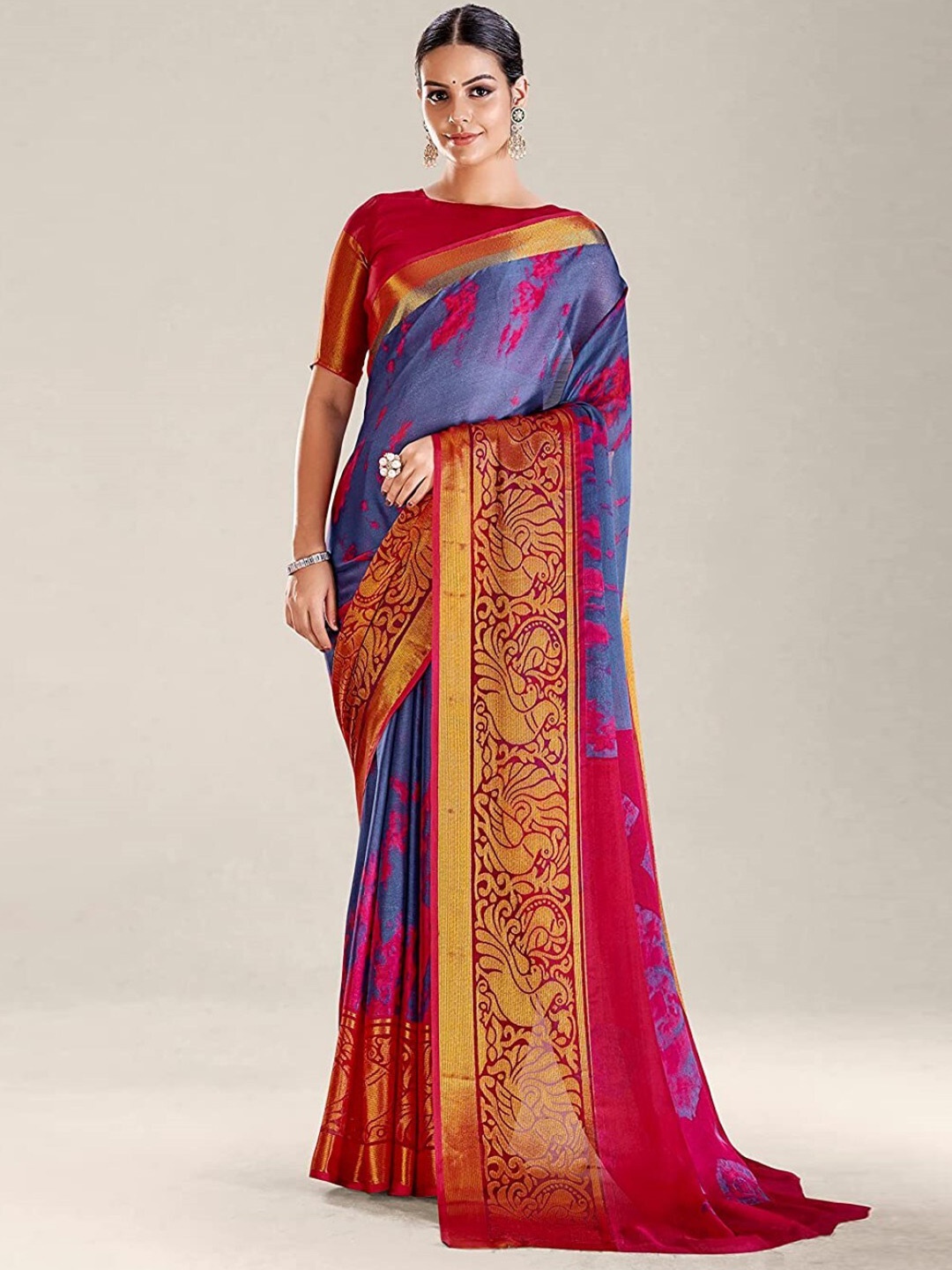 

ZEEPKART Tie and Dye Saree, Grey
