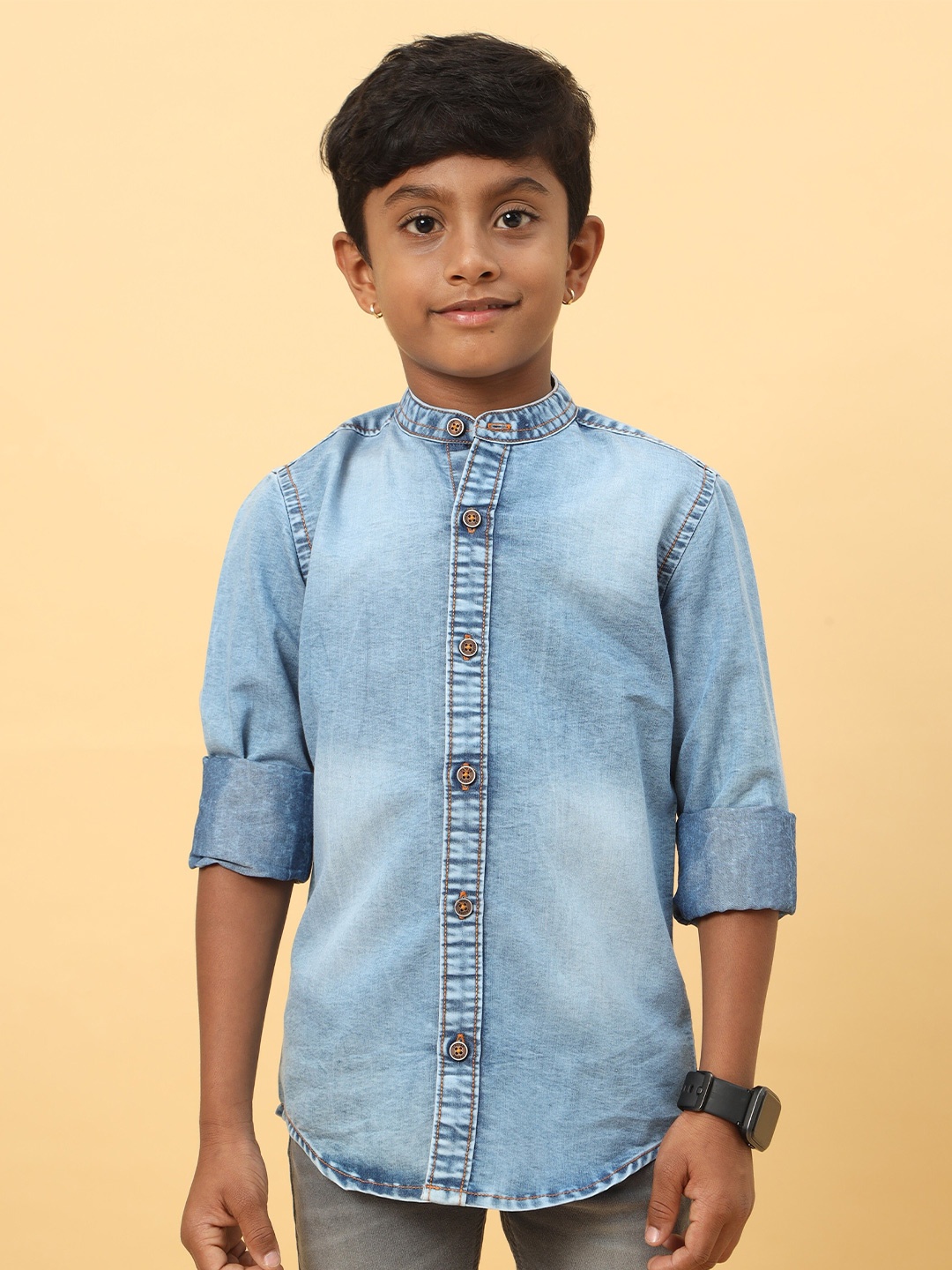 

CAZZBA Boys Faded Denim Casual Shirt, Blue
