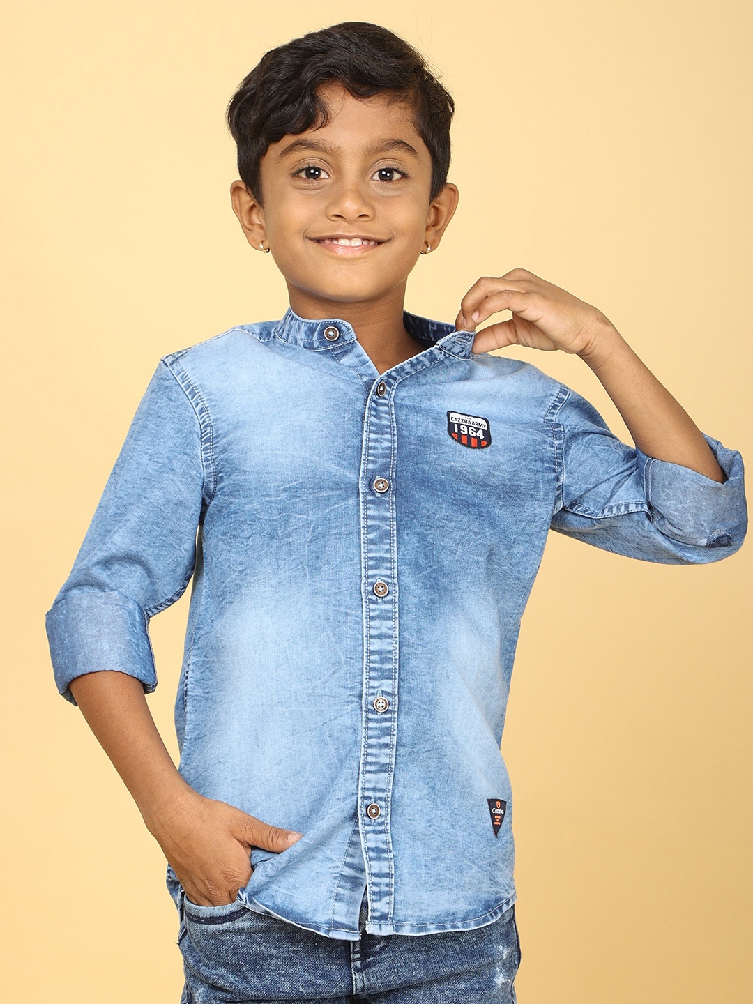 

CAZZBA Boys Faded Denim Casual Shirt, Blue