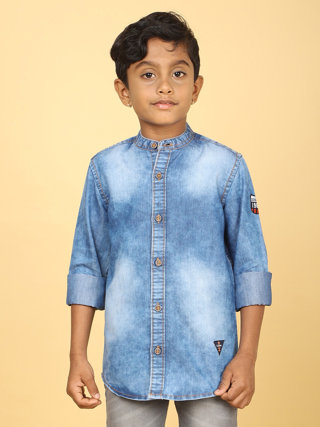 

CAZZBA Boys Faded Denim Casual Shirt, Blue