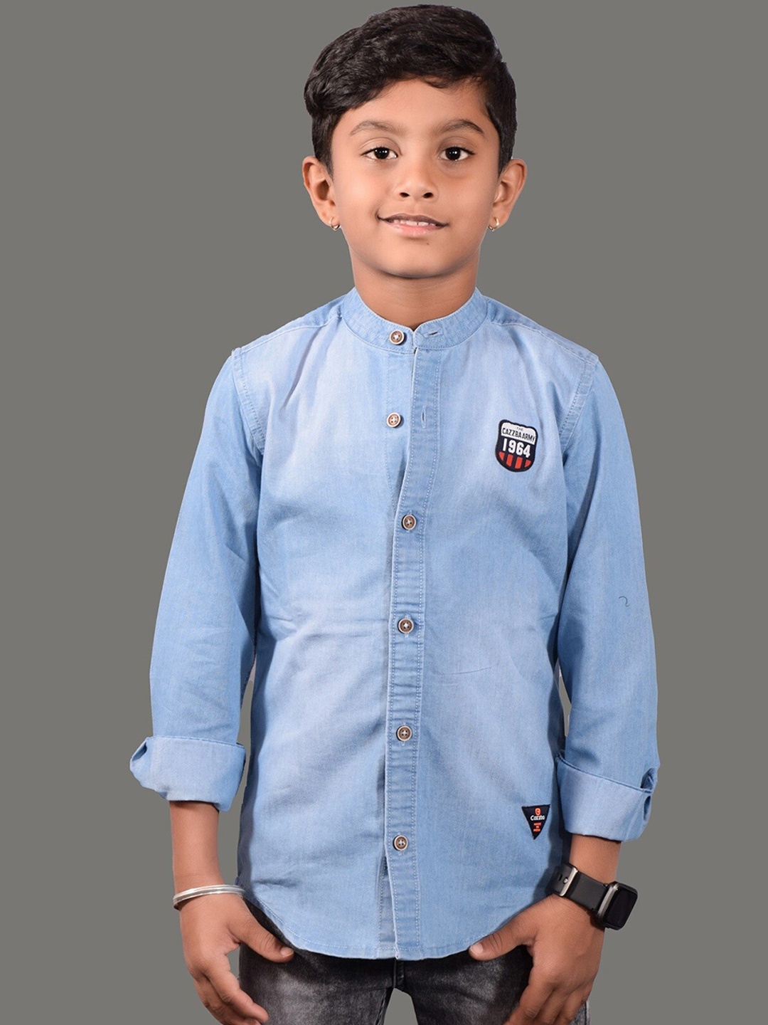 

CAZZBA Boys Faded Denim Casual Shirt, Blue