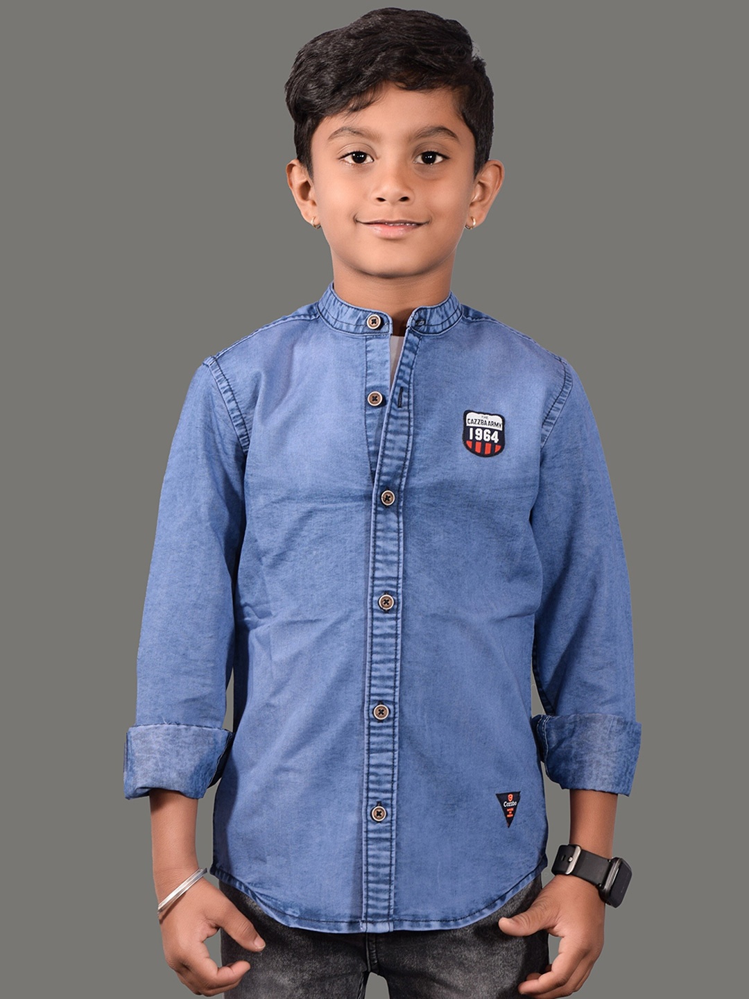 

CAZZBA Boys Faded Denim Casual Shirt, Blue