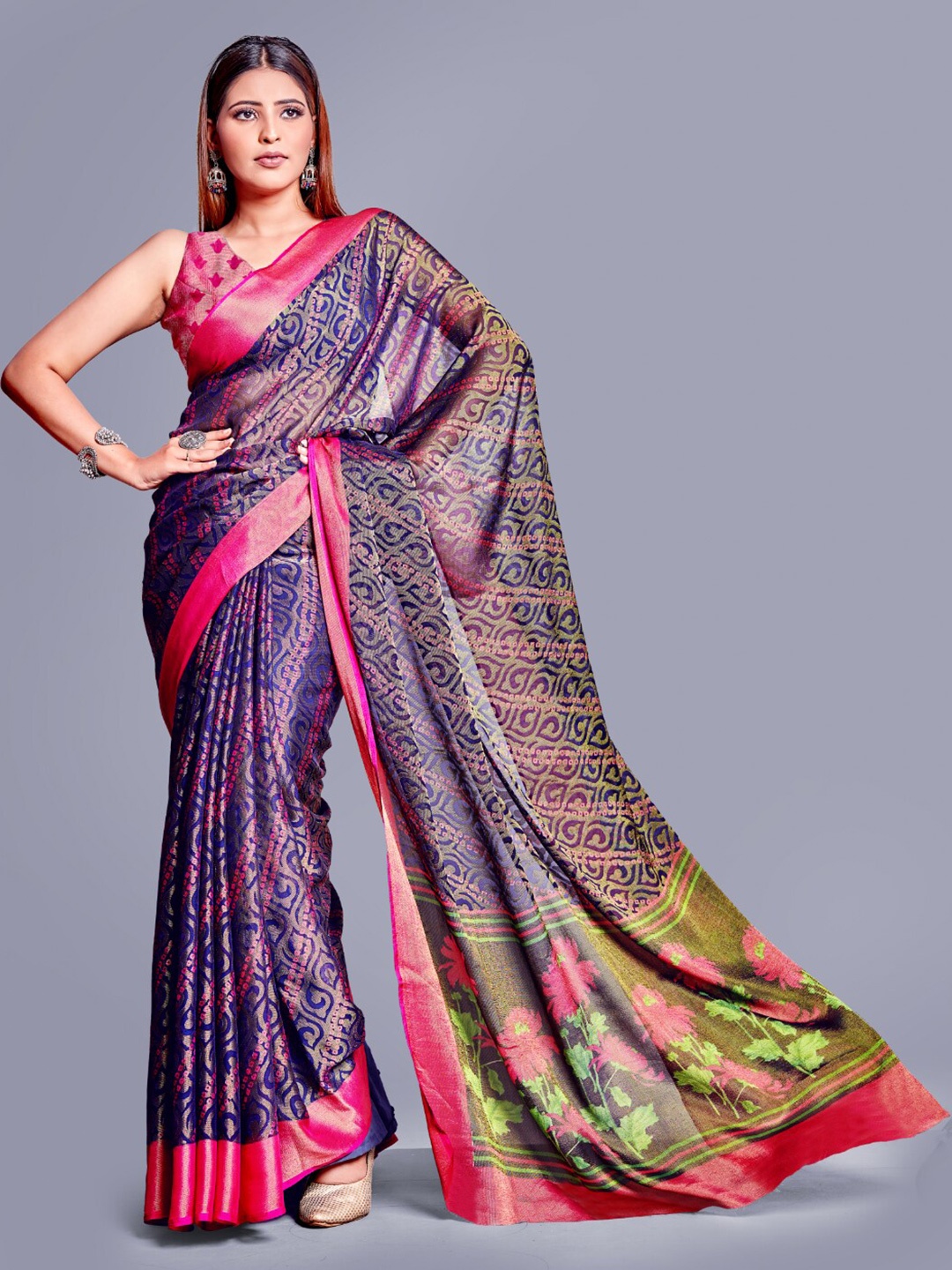 

Sitanjali Floral Printed Saree, Blue