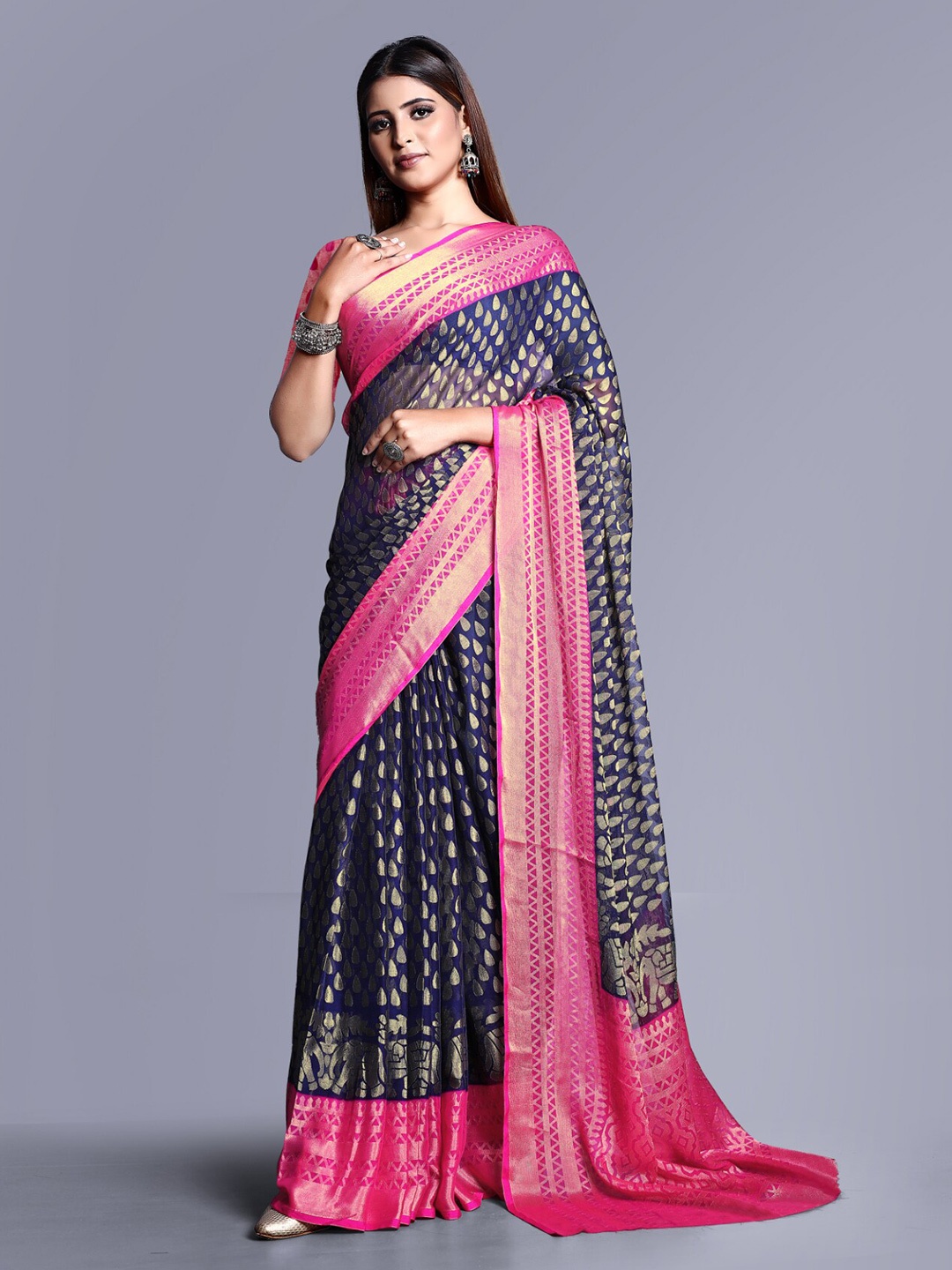 

Sitanjali Geometric Printed Saree, Blue