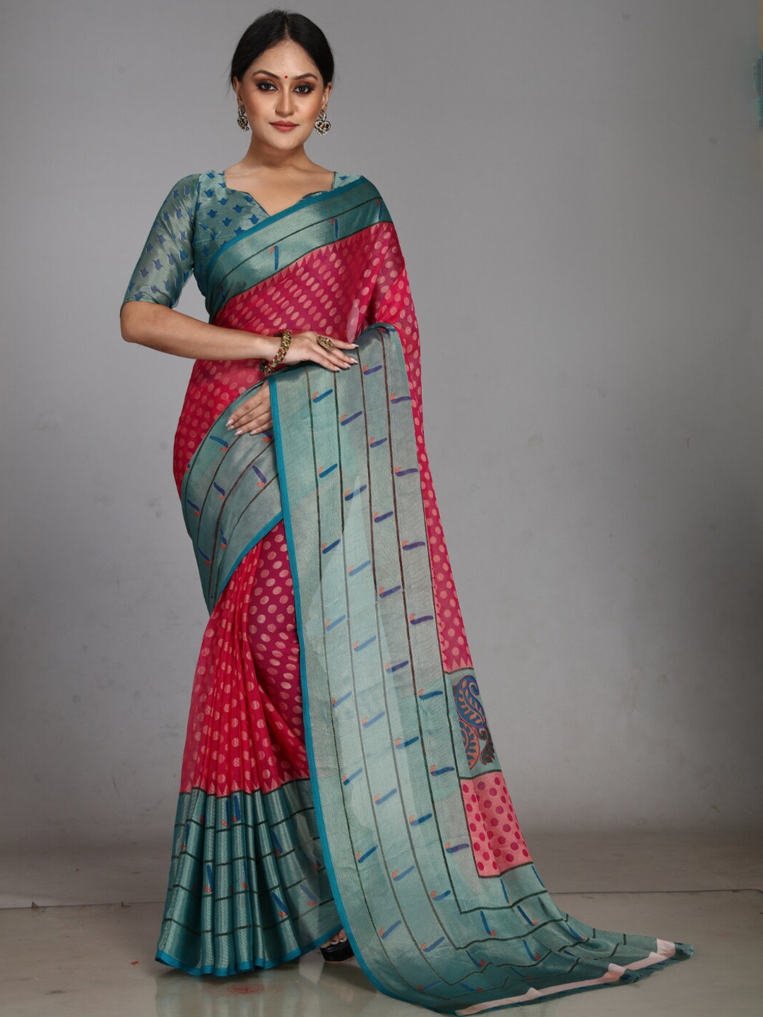 

Sitanjali Floral Printed Saree, Pink
