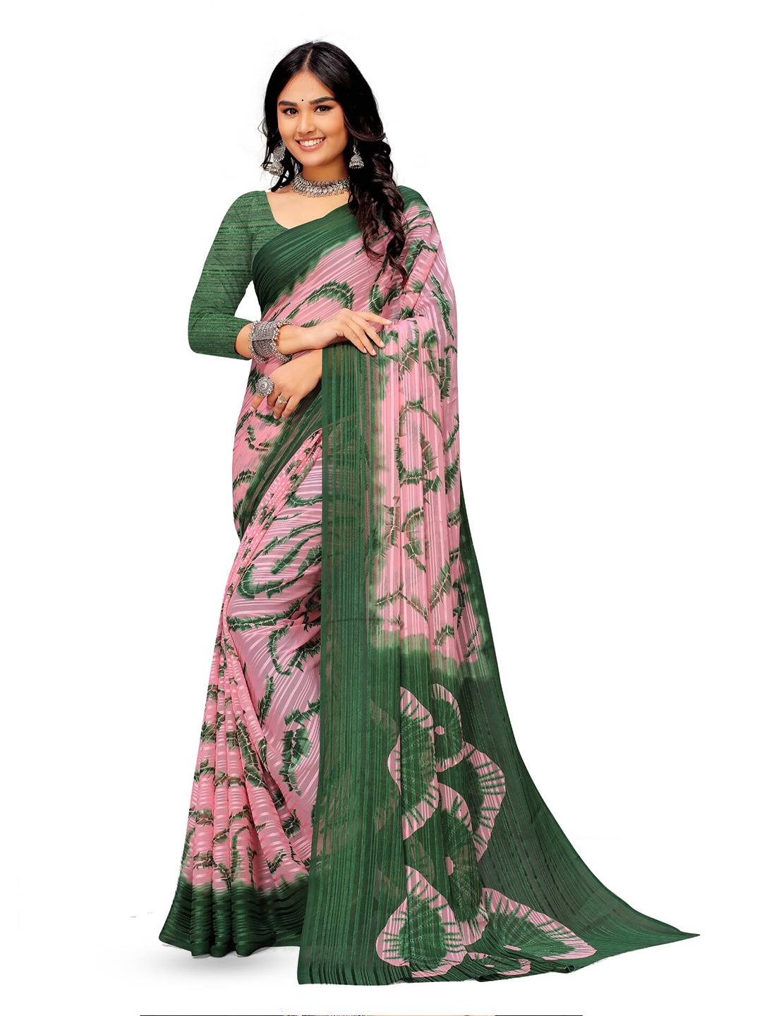 

Sitanjali Abstract Printed Saree, Green