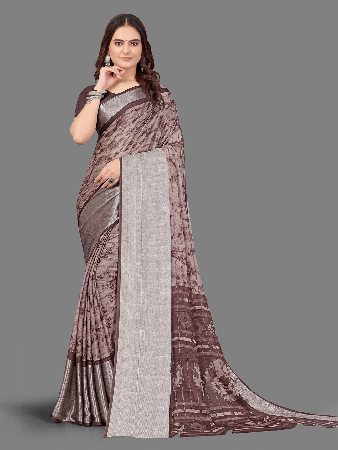 

Sitanjali Floral Printed Saree, Brown