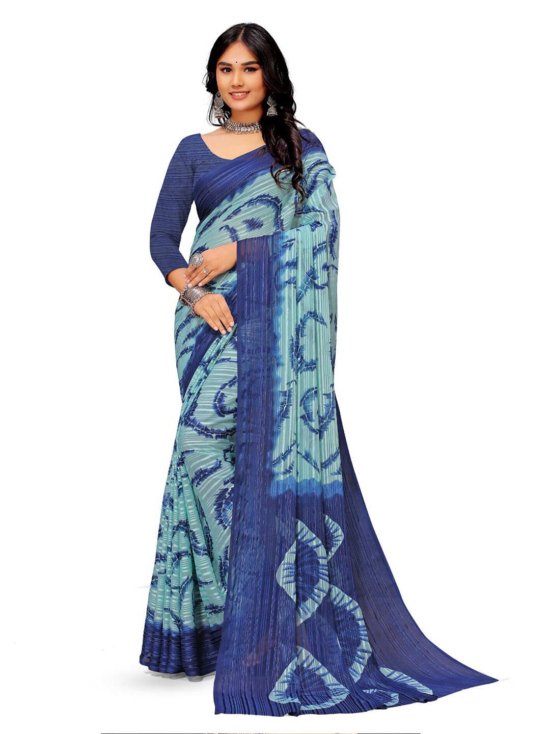 

Sitanjali Tie and Dye Printed Saree, Blue