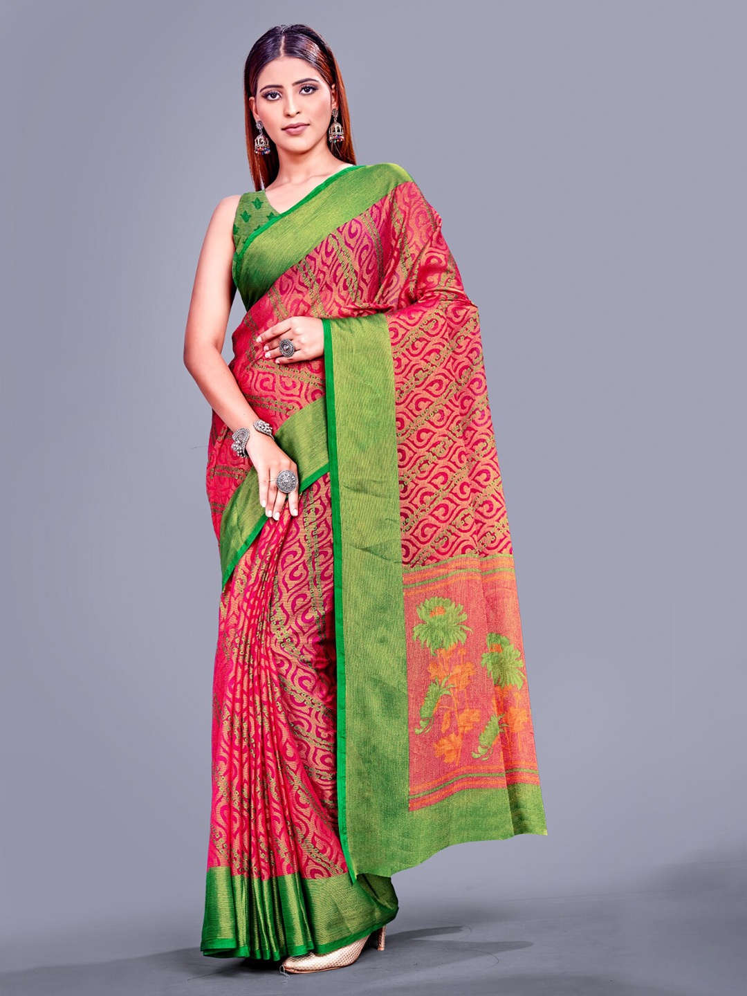 

Sitanjali Floral Printed Saree, Pink