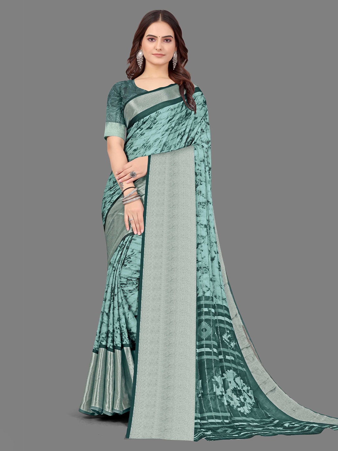 

Sitanjali Tie and Dye Printed Saree, Teal