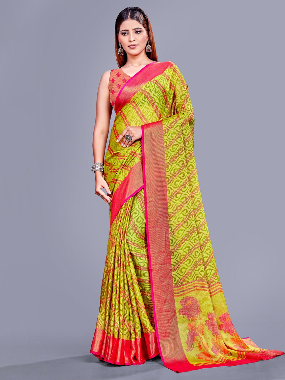 

Sitanjali Floral Printed Saree, Green
