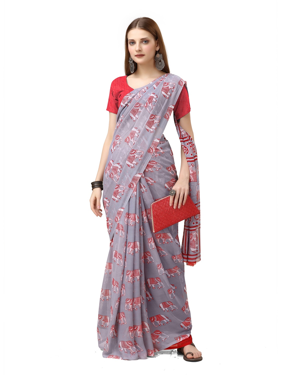 

Sitanjali Ethnic Motifs Printed Saree, Grey