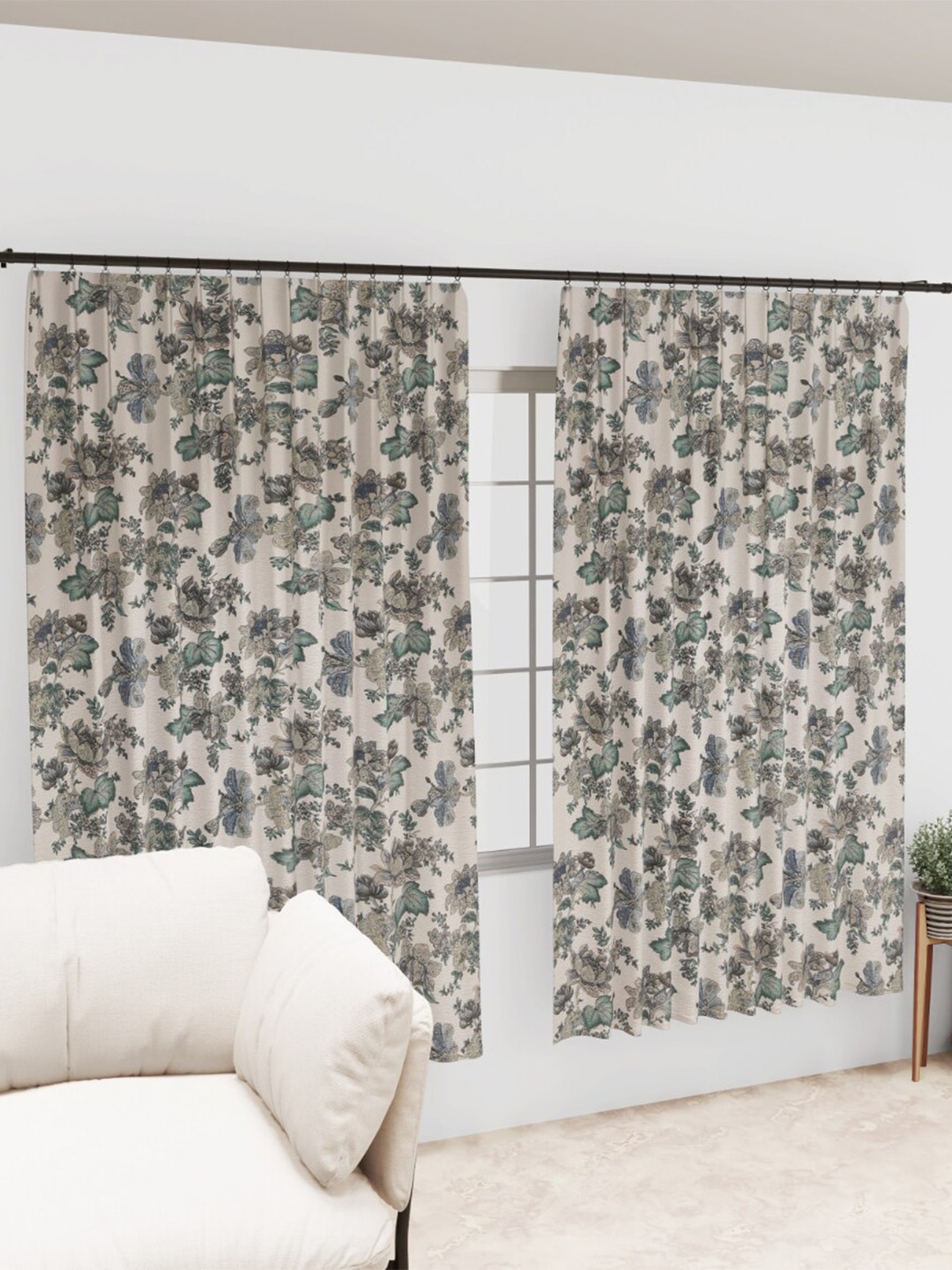 

EasyGoods Ankh White & Green Floral Black Out Long Door Curtain
