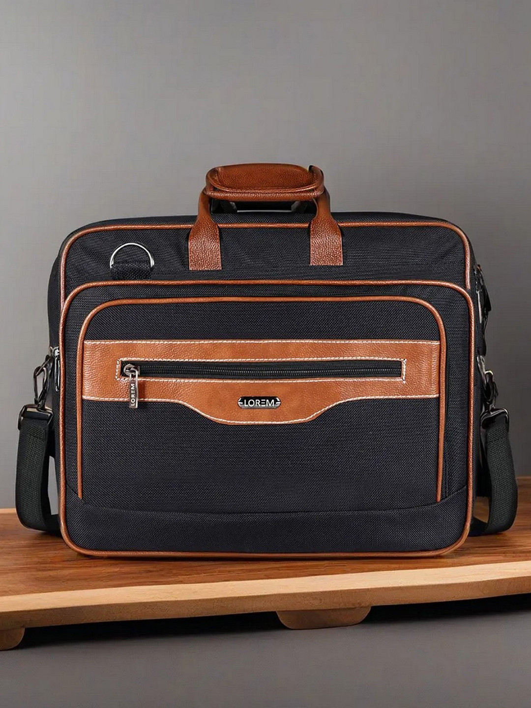 

LOREM Unisex Textured Laptop Bag, Black