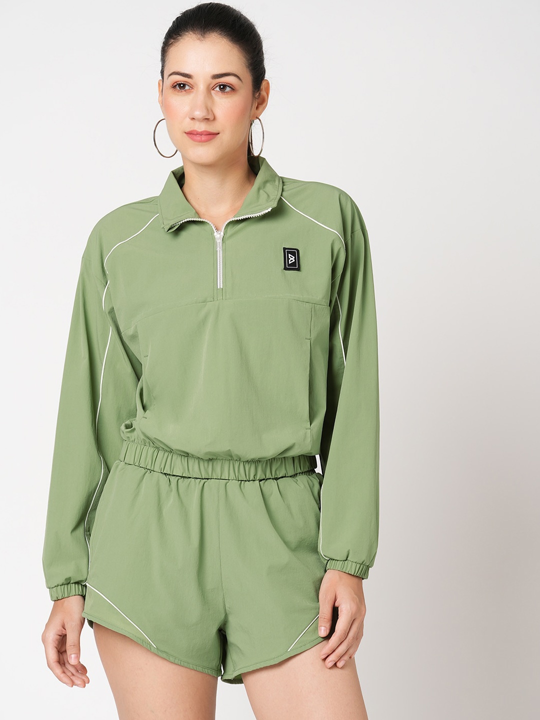 

BODD ACTIVE Spread Collar Lightweight Crop Running Sporty Jacket, Sea green