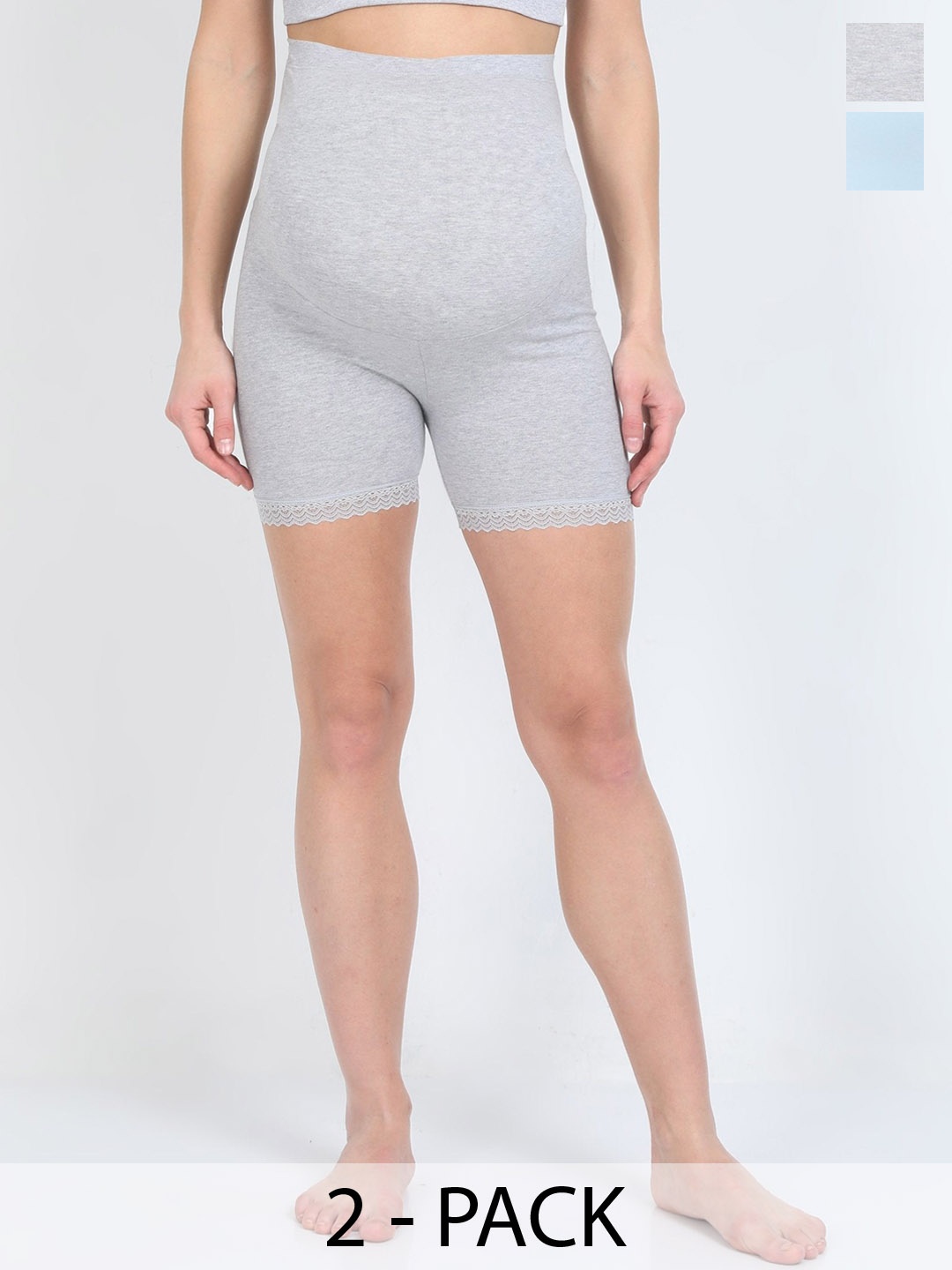 

The Mom Store Pack Of 2 High Rise Maternity Boy Shorts Briefs, Blue