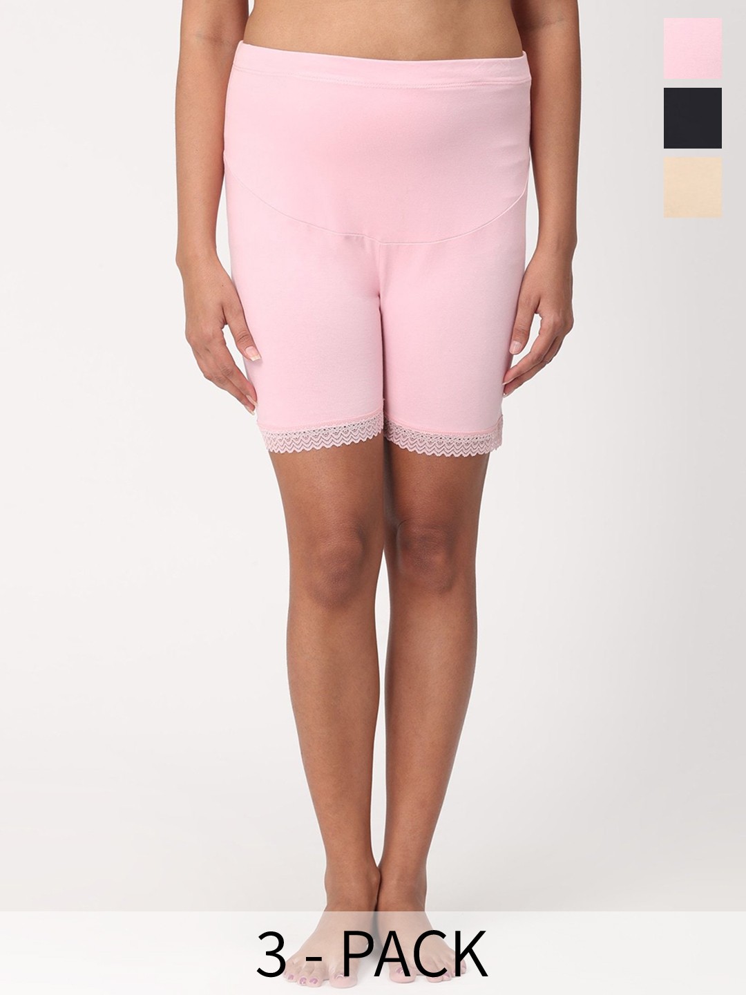 

The Mom Store Pack Of 3 High Rise Maternity Boy Shorts Briefs, Rose