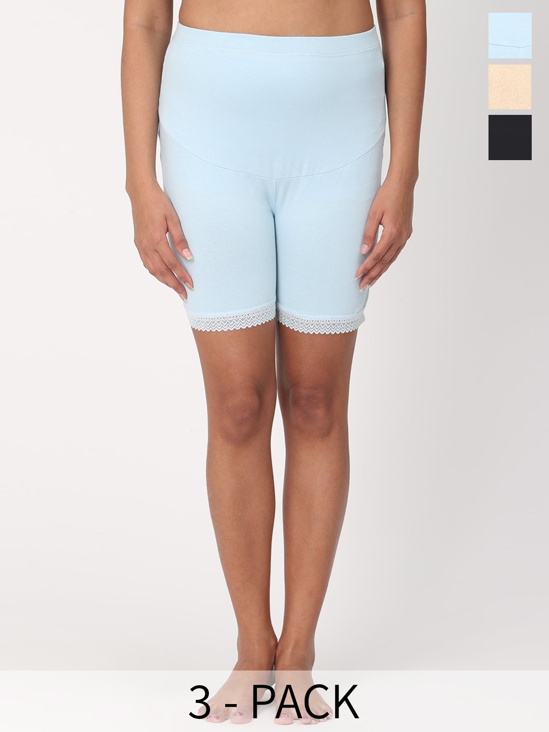 

The Mom Store Pack Of 3 High Rise Maternity Boy Shorts Briefs, Blue