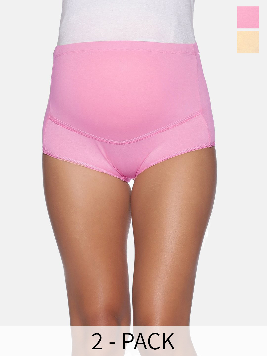 

The Mom Store Pack Of 2 High Rise Maternity Briefs, Rose