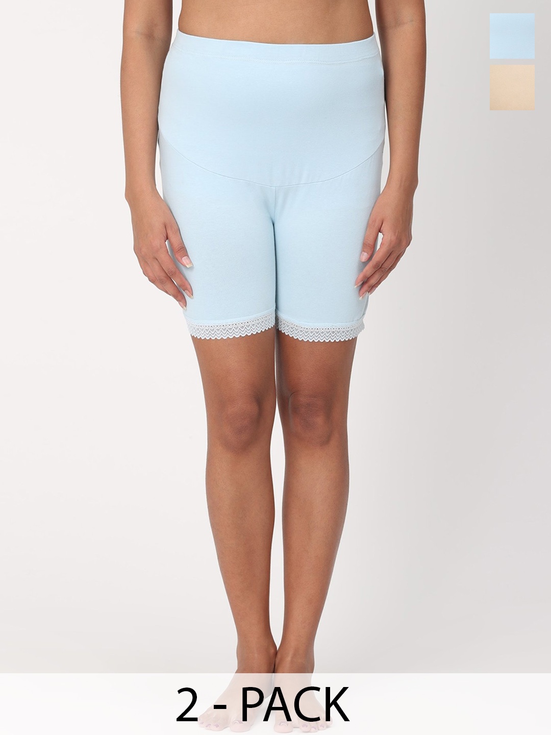 

The Mom Store Pack Of 2 High Rise Maternity Boy Shorts Briefs, Blue
