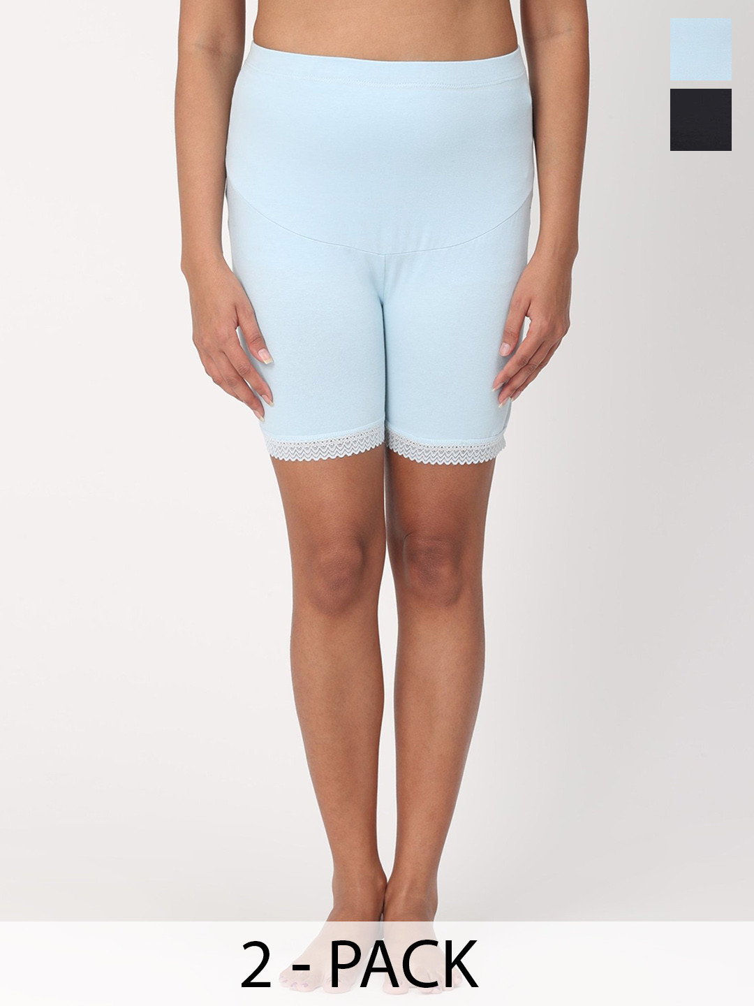 

The Mom Store Pack Of 2 High Rise Maternity Boy Shorts Briefs, Blue