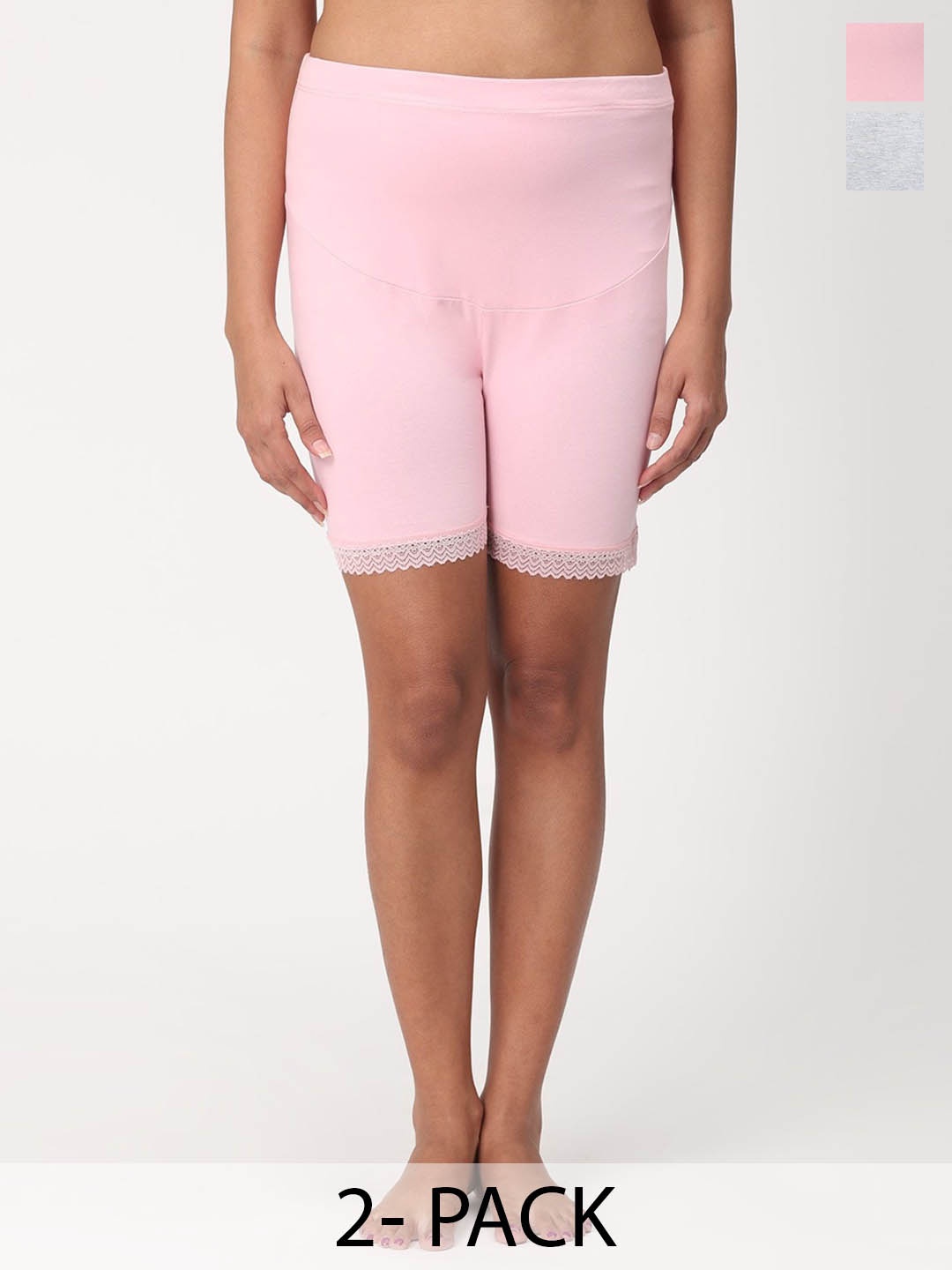 

The Mom Store Pack Of 2 High Rise Maternity Boy Shorts Briefs, Pink