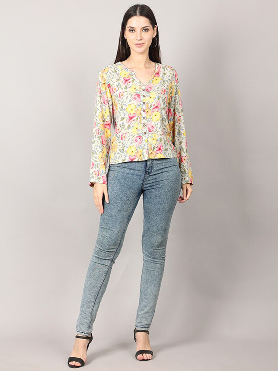 

MAIYEE Floral Printed Wrap Top, Pink