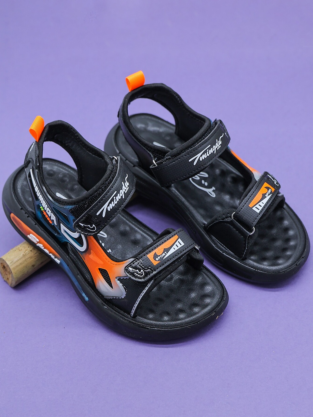 

BAESD Boys Printed Sports Sandals With Velcro Closure, Black