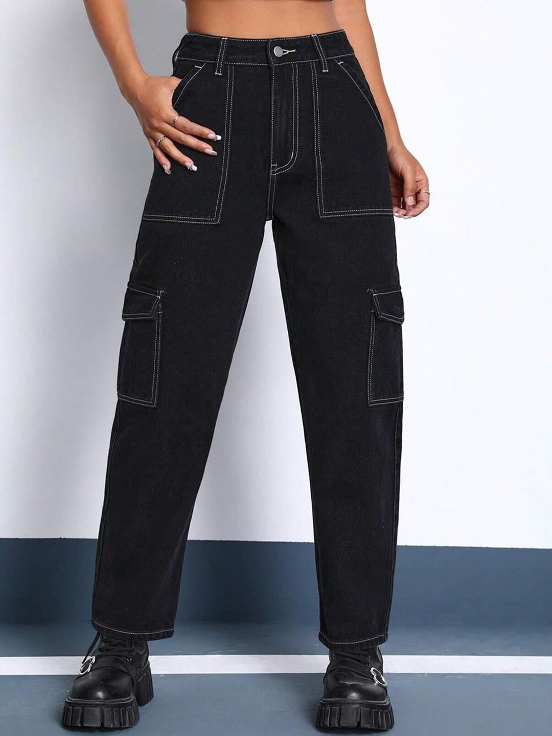 

Kotty Women Jean Black Straight Fit High-Rise Stretchable Jeans