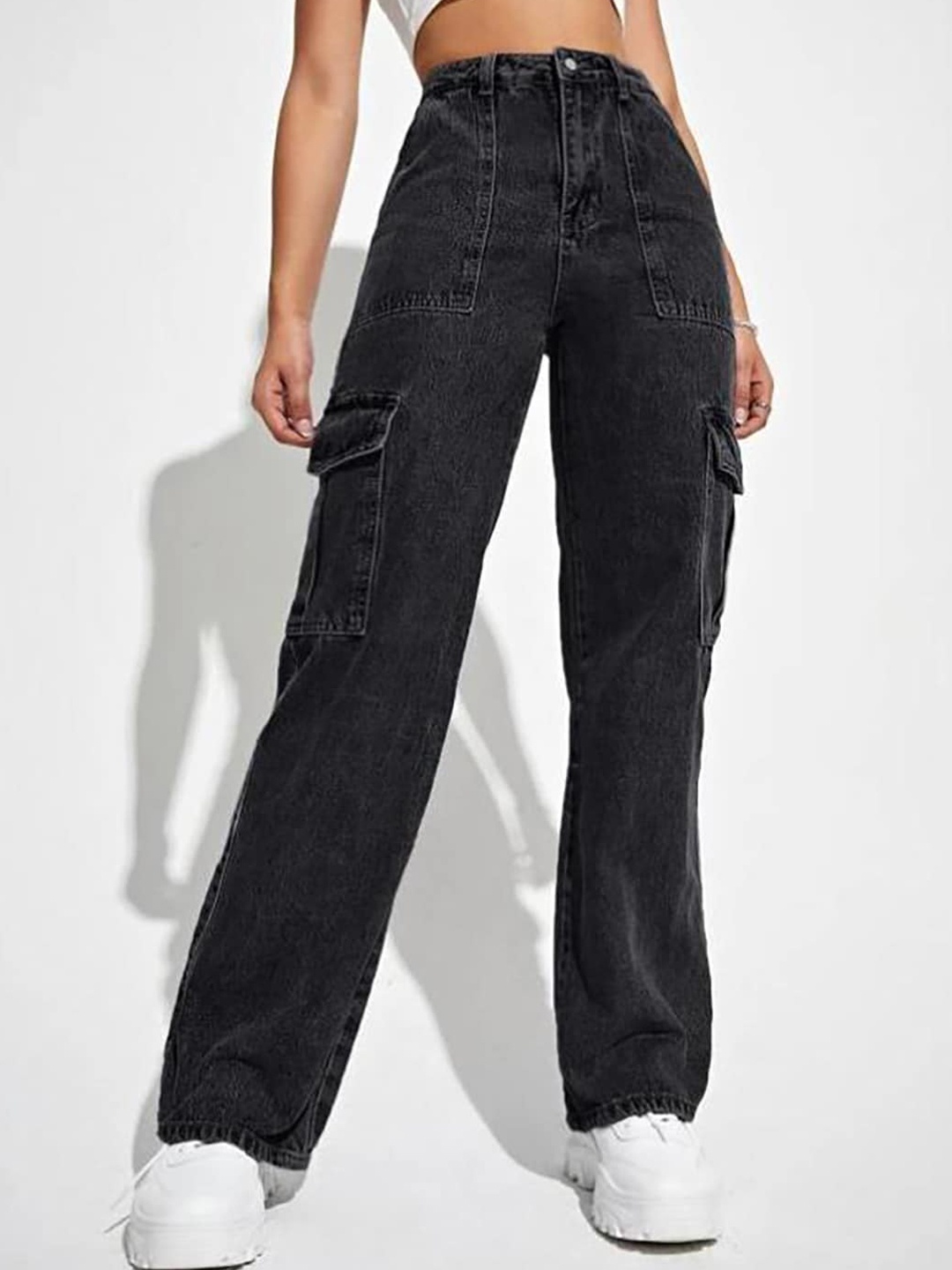 

Kotty Women Black Jean Straight Fit High Rise Clean Look Stretchable Jeans