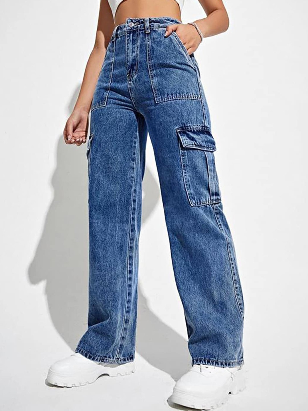 

Kotty Women Blue Jean Straight Fit High Rise Clean Look Stretchable Jeans