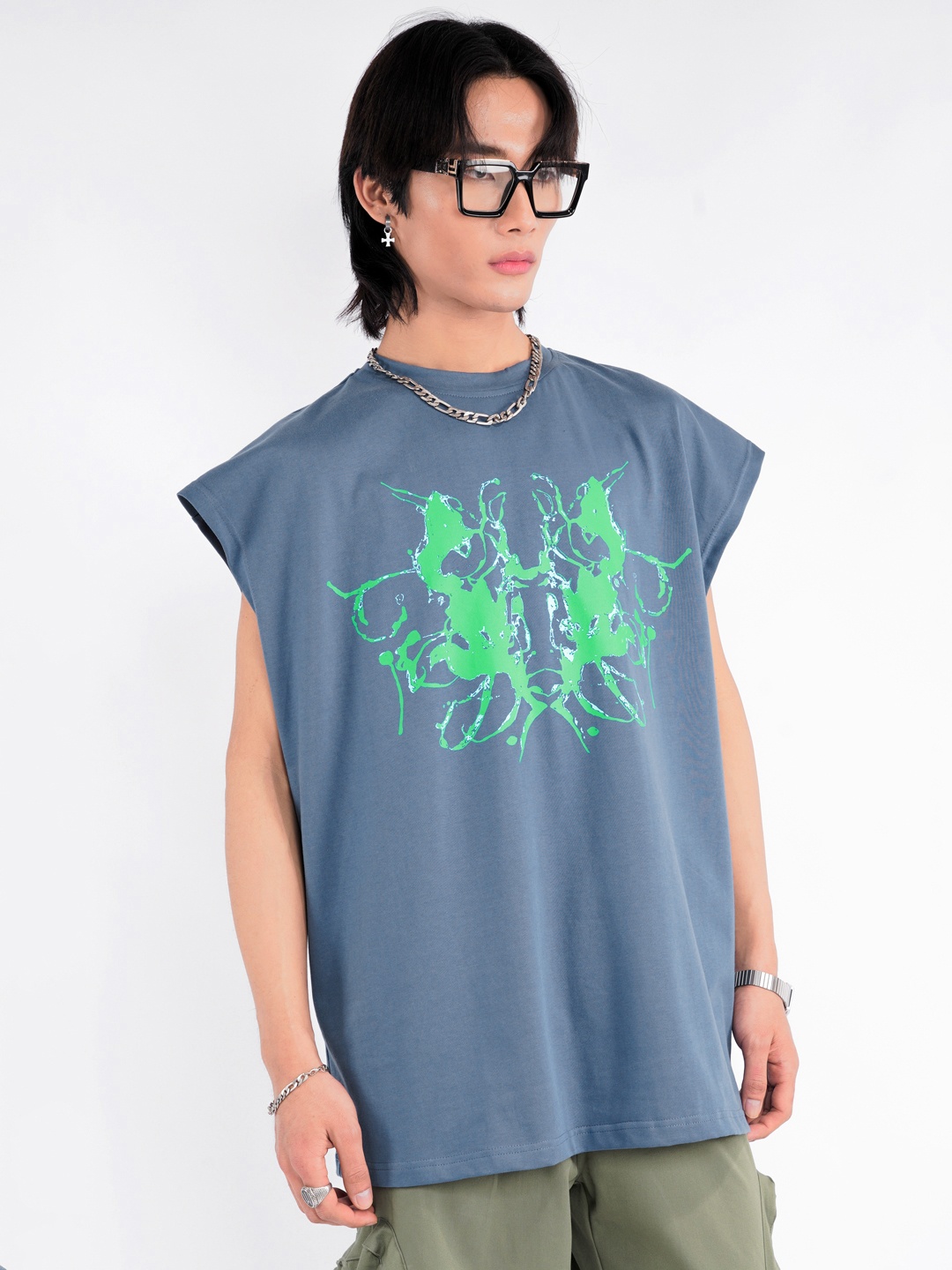 

UNRL Pure Cotton Printed T-shirt, Blue