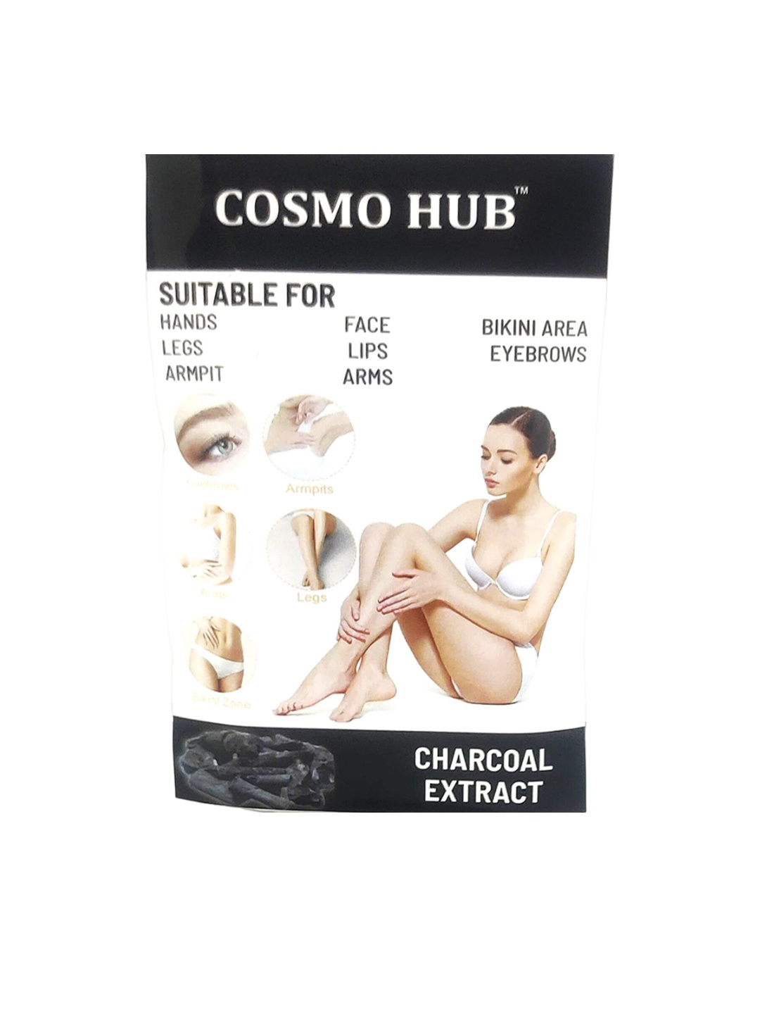 

COSMO HUB Charcoal Face Wax Strips - 20 Strips, White