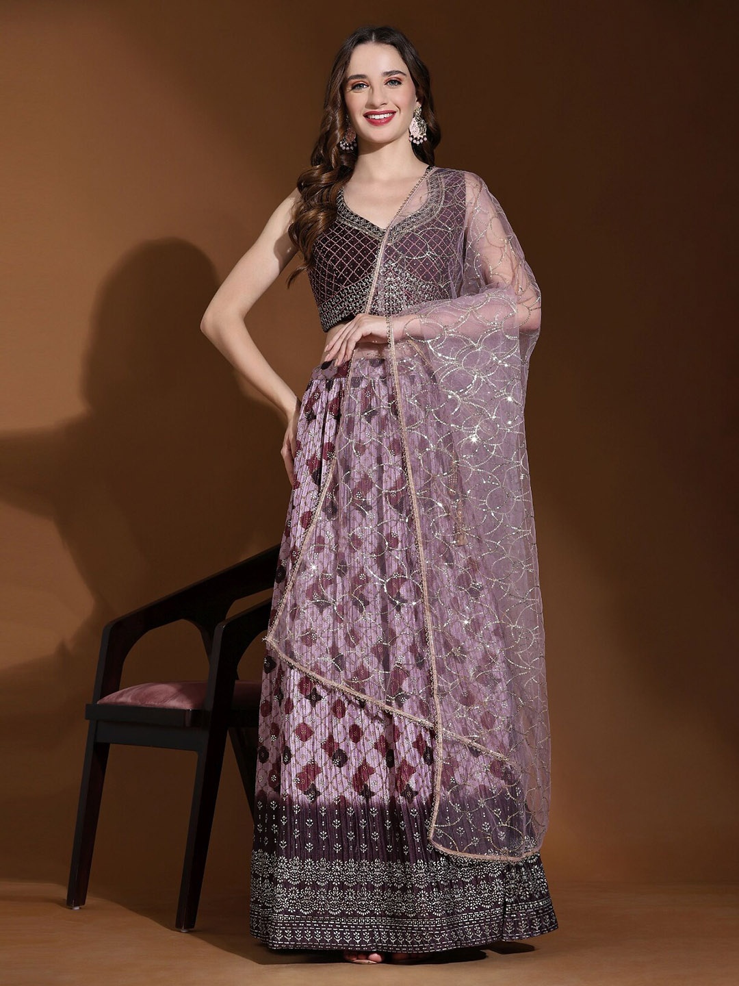 

Phenav Magenta Ready to Wear Lehenga & Blouse, Purple