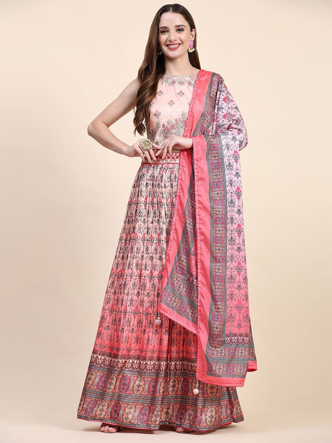 

Phenav Pink Ready to Wear Lehenga & Blouse