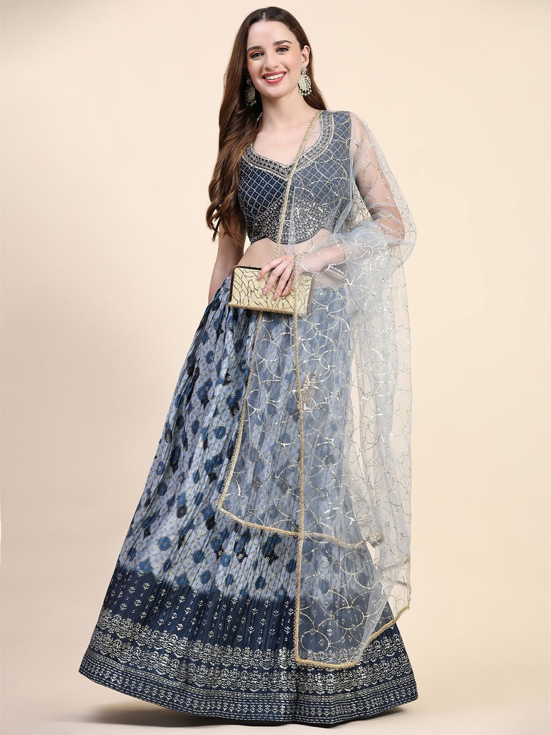 

Phenav Embroidered Ready to Wear Lehenga & Blouse, Teal