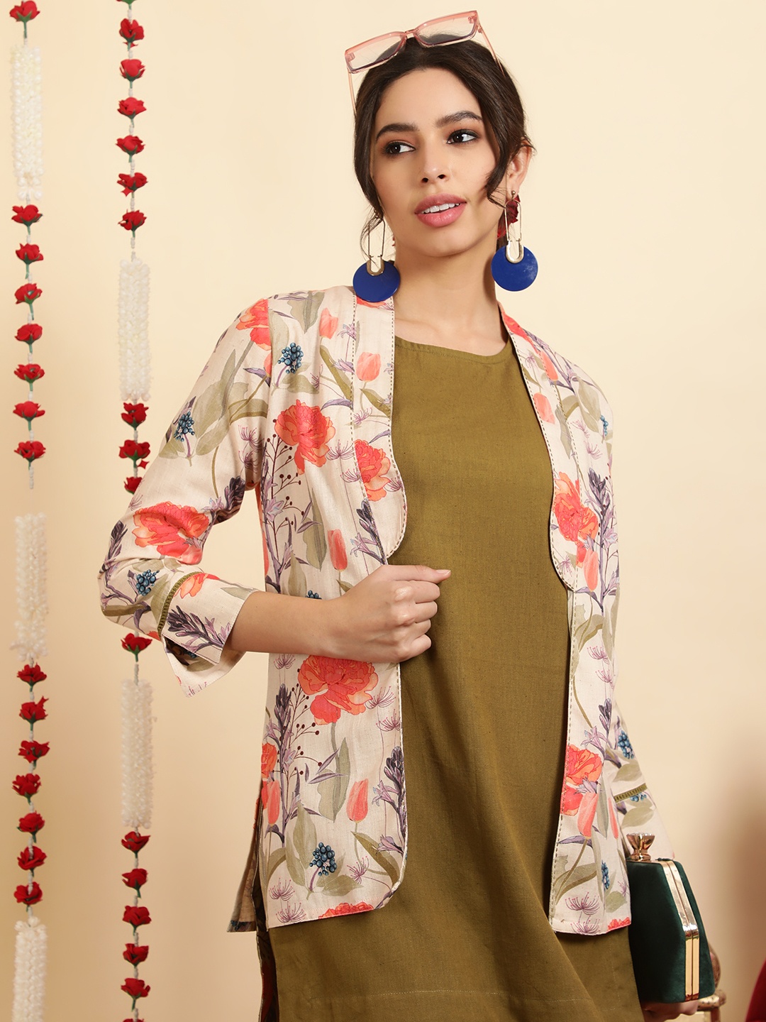 

Jaipur Pure Kurta And Palazzo With Shrug Co-ord Set, Green