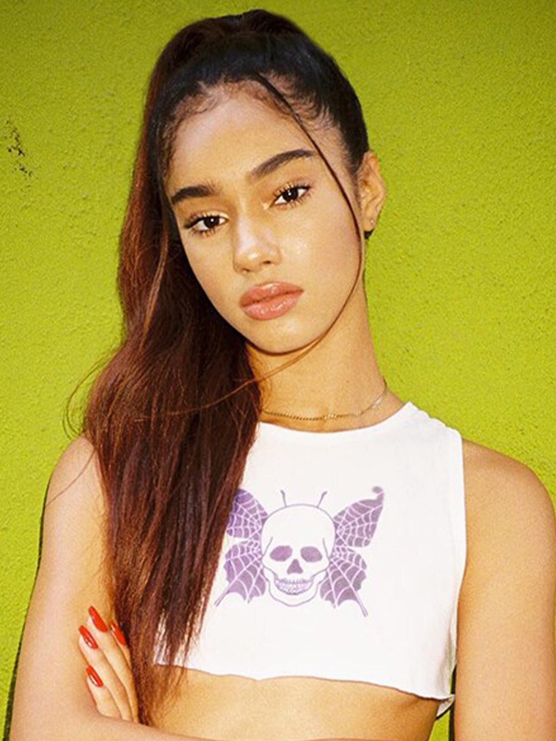 

StyleCast White Printed Round Neck Top
