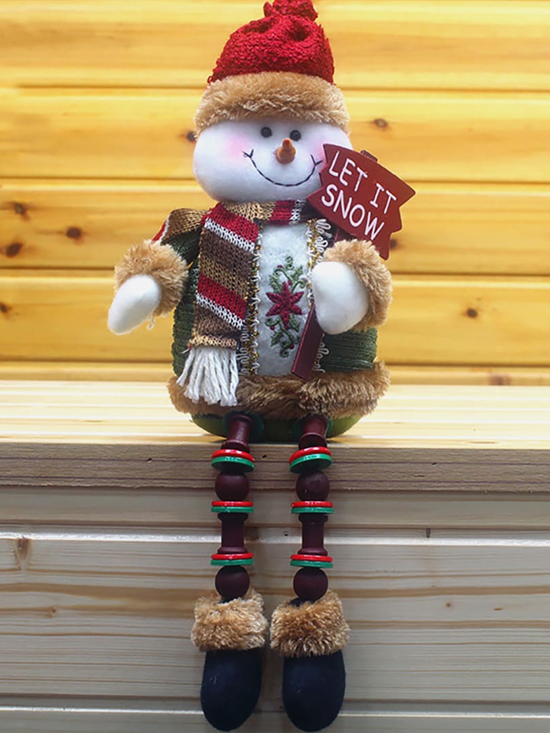 

Little Surprise Box LLP Red & Brown Fluffy Hanging Legs Snowman Christmas Festive Decor
