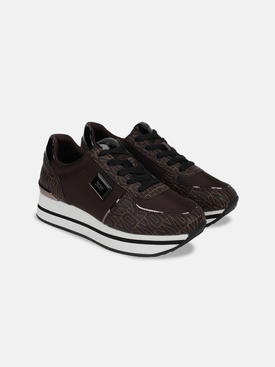 

DKNY Women Printed Round Toe Sneakers, Brown