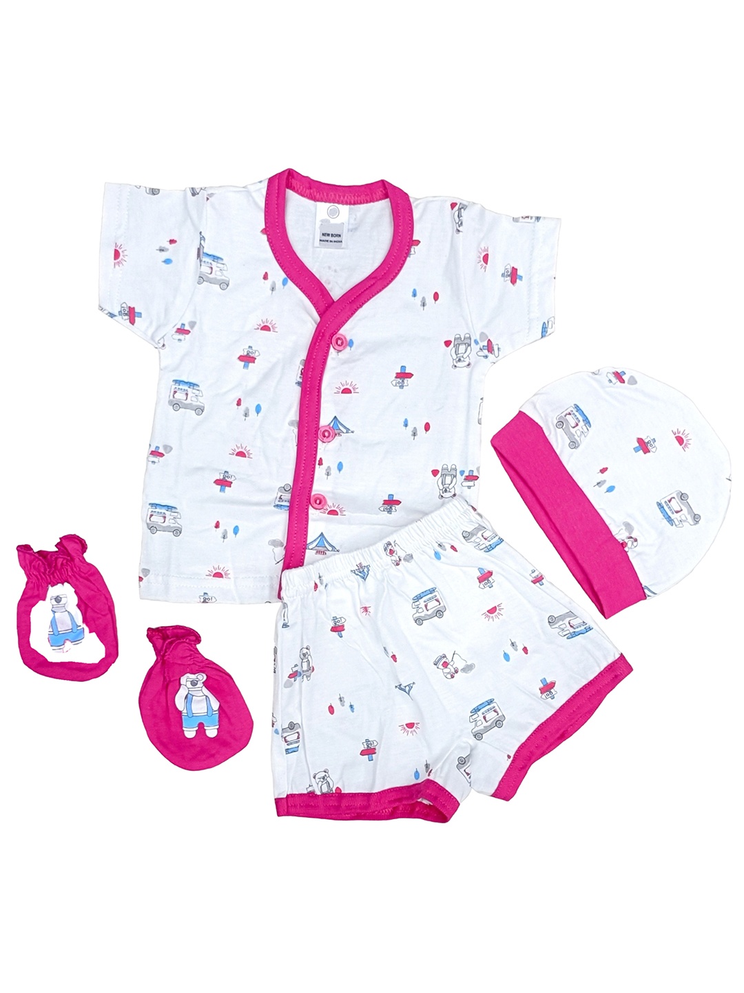 

BAESD Infants 4-Pcs Pure Cotton Baby Apparel Gift Set, Pink