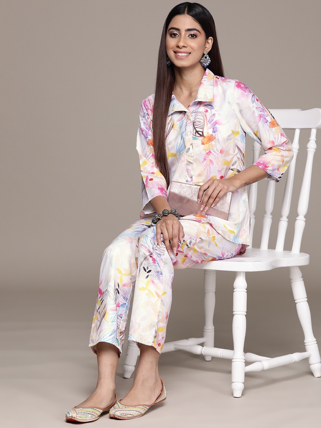 

ZIYAA Women Printed Regular Kurti with Trousers, Pink