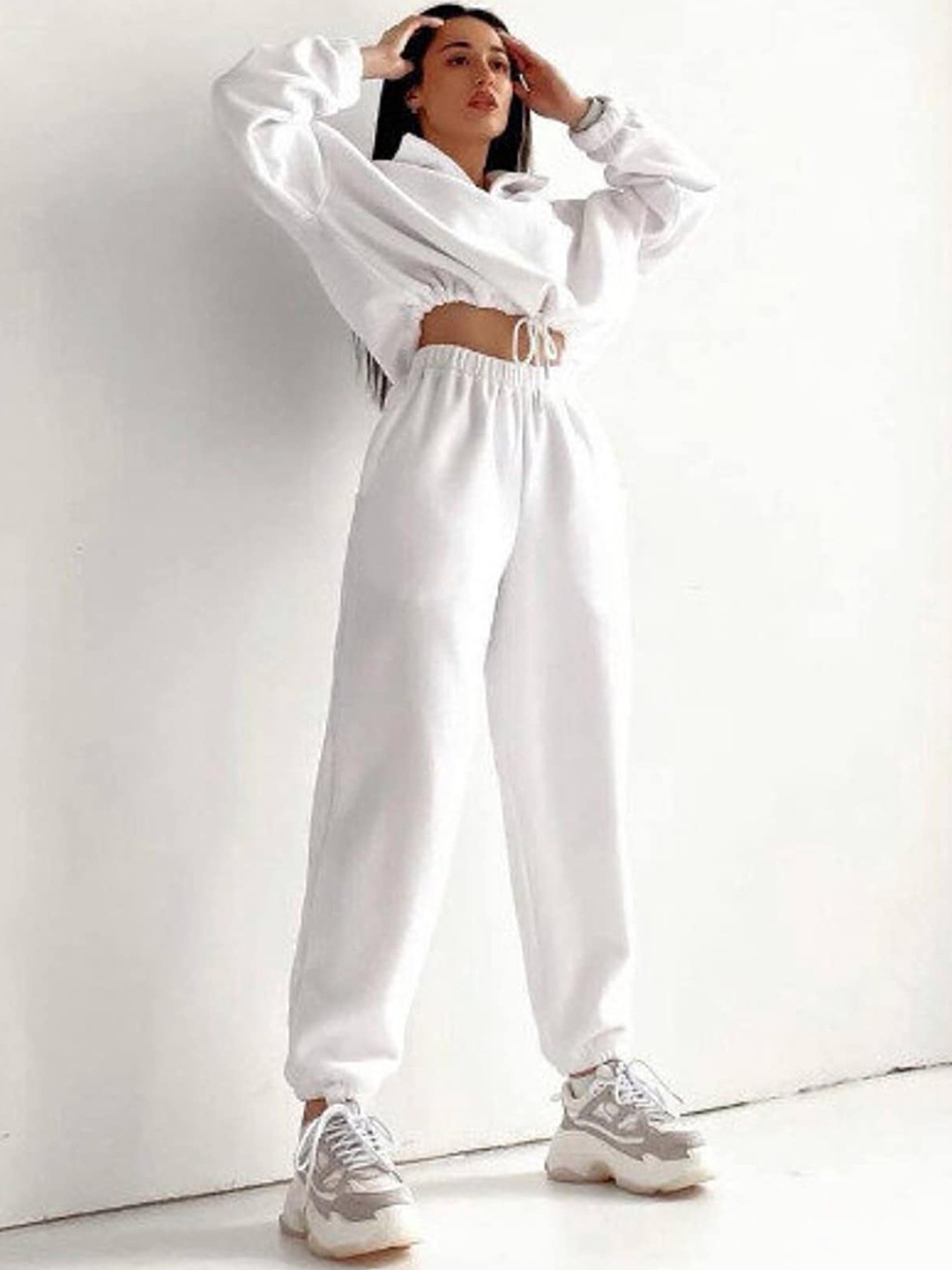 

LULU & SKY Cropped Sweatshirt With Joggers Co-Ord, White