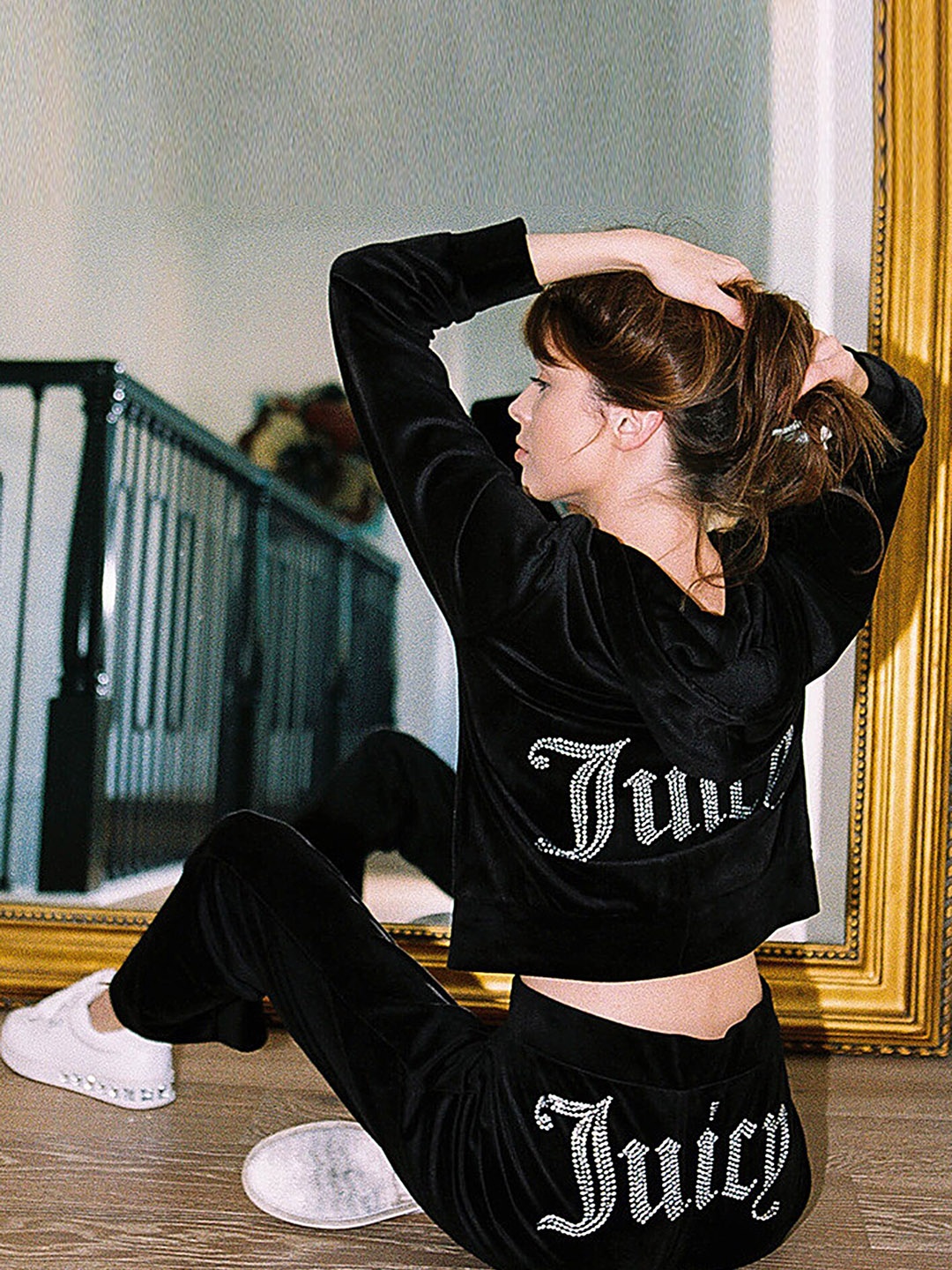 

LULU & SKY Printed Crop Sweatshirt With Trousers, Black