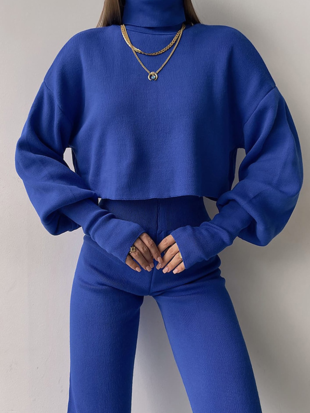 

LULU & SKY Turtle-Neck Pullover With Trouser, Blue